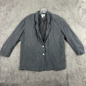 Vintage WinterSilks Black Silk Blazer Jacket Coat Womens 1X Albacore Buttons